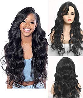 Amazon Com 27 Natural Black Long Wavy Curly Wig Rose Net Full