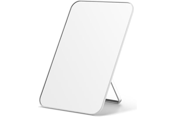 OMIRO Desktop Makeup Mirror with Stand and Hook, Small Vanity Mirror for Shower Shaving, Portable Folding Travel Mirror