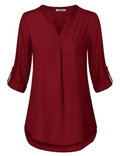 Business casual tops for women,cestyle ladies clothes henley v ne…