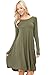 Annabelle Women's Scoop Neck Long Sleeve A-line Midi Pocket Swing Dresses