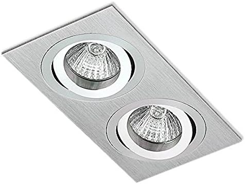 Double K-61-2 Downlight Recessed Spotlight Metal Square Light Frame Square Fixture Holders Adjustable Cutout 165x80mm for LED Halogen GU10, 230 V, 12 V MR16