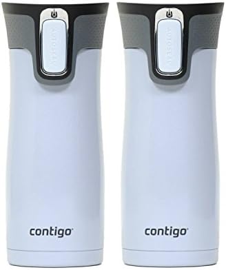 Contigo 16oz AUTOSEAL West Loop Vacuum Insulated Stainless Steel Travel Mug with Easy-Clean Lid, Polar White (2 Pack)