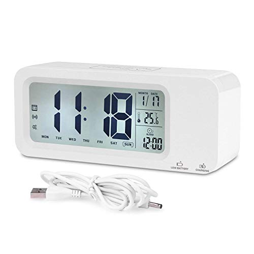 Digital Alarm Clock, Relohas Rechargeable Talking Clock with 3 Alarm