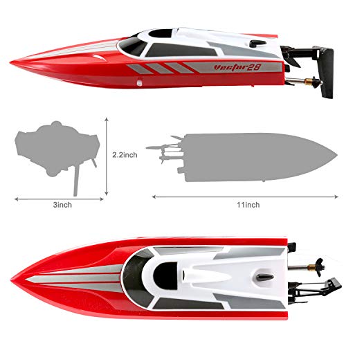 FUNTECH Remote Control Boats 2.4GHz Radio Control Boat - High Speed 18 MPH (30 KM/H) Electric RC Boats for Pools&Lakes&Rivers - Best Gifts for Kids&Adults, Boys& Girls - Red