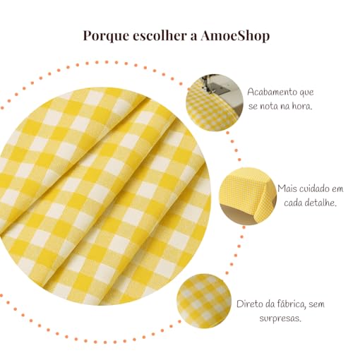 Toalha de Mesa Xadrez Retangular Ideal para Casa Apartamento Airbnb 1m x 1,50 (AMARELO)