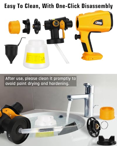 Taingwei Cordless Painting Spray Gun for Dewalt 20v 60v Battery (Tool Only), 200W HVLP Brushless Sprayer for Cabinets Cars Walls - Furniture Coating, Wood Stain Application, No Paint Included