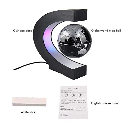 41CEIWyw4jL Aukee 3 inch C Shape Magnetic Levitation Floating Globe Maglev Globes World Map with LED Light for Teaching Home Office… - Image 7