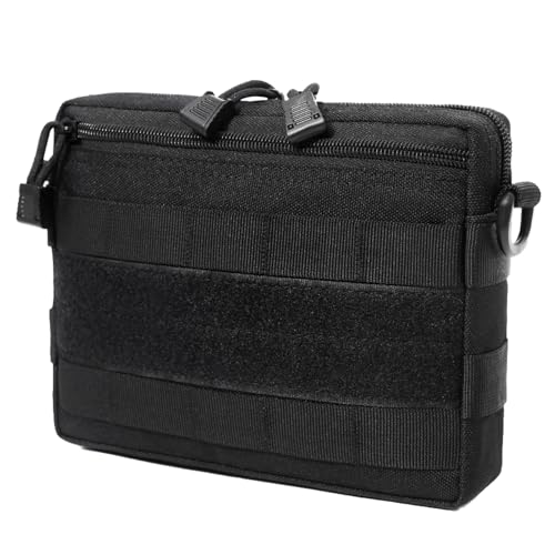 Azarxis Tactical Pouch Molle EDC Pouches Utility Admin Tools Bag Military Gadget Waist Pack Belt Pouch for Hunting Hiking Camping (Black)