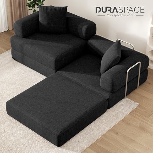 DURASPACE 78" Convertible Sofa Bed, Folding Sleeper Sofa Memory Foam Boneless Loveseat, Modular Sectional Sofa Couch for Living Room(Black)