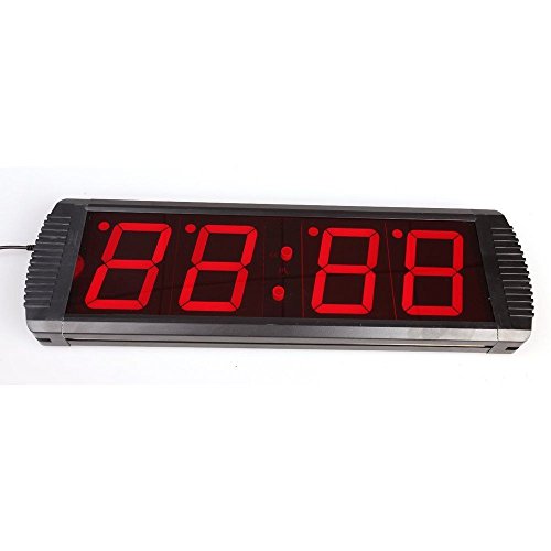 AZOOU Large 4-inch LED Red Digital Clock with Count Down/Up Timer IR Remote Control Red Color
