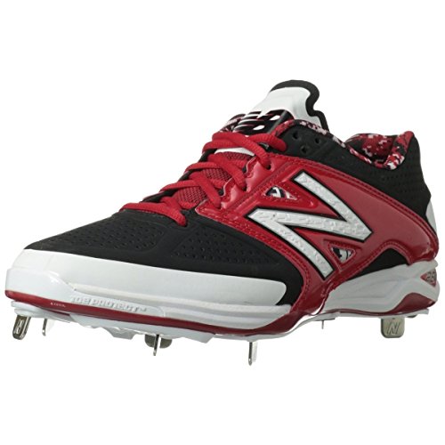 New Balance Men's L4040 Metal Low Baseball Shoe,Black/Red,12 D US