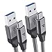 RAMPOW Braided USB C Cables [6.5ft, 2Pack] - USB 3.0 Type C Charging Cable - QC 3.0 Fast USB C Charger Cable for Samsung Galaxy S9/S8/S10/S20/Note 20, Oneplus, LG, Sony, Moto and More - Silver