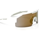 Jackson Safety Maxview+ Ballistic-Rated Safety Glasses - ANSI Z87.1 Wraparound Anti-Scratch Eye Protection for Men & Women - White Frame with Gold Mirror Lens - Pack of 1