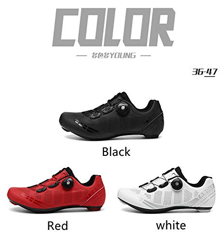 Fietsschoenen Govoland Heren En Dames Racefiets Fietsschoenen Veters Fietsschoenen Indoor/Outdoor Met Slot(44, Black) - Image 3