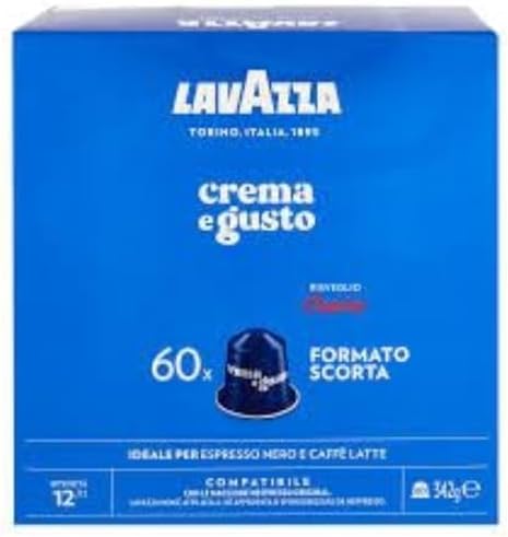 Crema e Gusto Risveglio Classico, 60 Cápsulas de Aluminio Compatibles con Máquinas Nespresso, con Notas de Chocolate y Frutos Secos, Mezcla de Arábica y Robusta, Intensidad 12/13, Tueste Medio