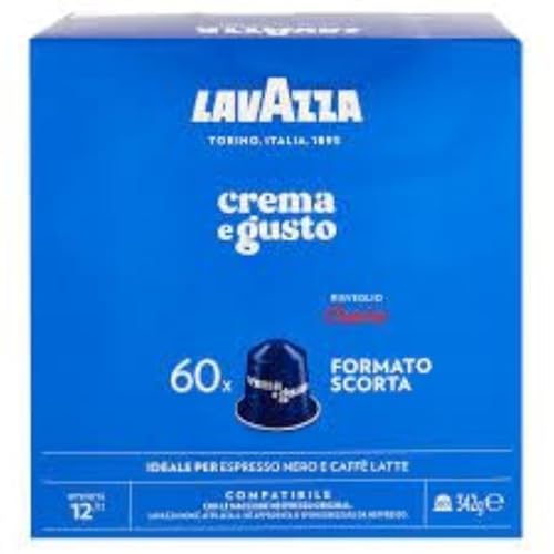 Crema e Gusto Risveglio Classico, 60 Cápsulas de Aluminio Compatibles con Máquinas Nespresso, con Notas de Chocolate y Frutos Secos, Mezcla de Arábica y Robusta, Intensidad 12/13, Tueste Medio
