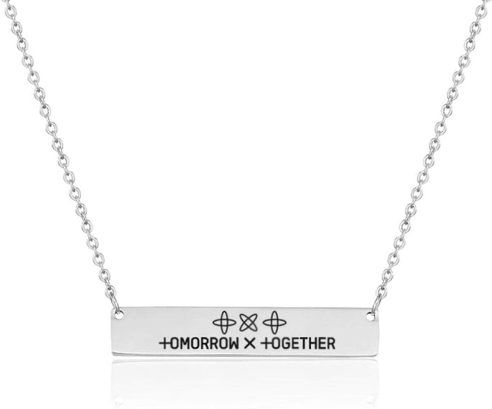 htrdjhrjy Unique Kpop TXT Combination Stainless Steel Tomorrow X Together Letters Lettering Pendant Necklace Boys Girls Summer Necklace Gifts for Fans for Women