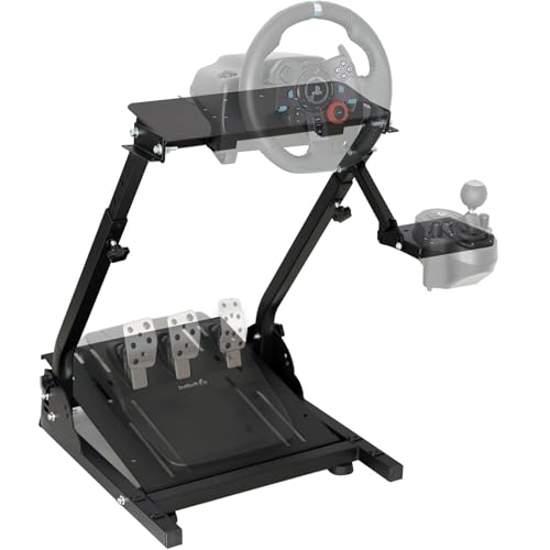 Sim Racing Wheel Stand, Adjustable Steering Simulator Gaming Cockpit, Compatible with Logitech G25,G27,G29,G920, Black 58 * 48 * 80CM