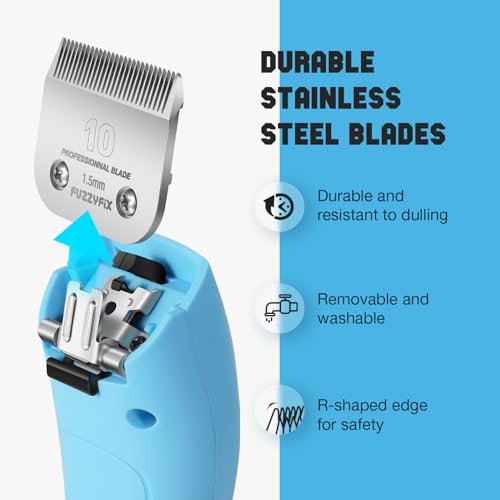 FuzzyFix Dog Clippers Professional for Thick Hair, Low Noise Clippers Cordless Ergonomic Design with 2-Speed,Dog Grooming Kit for Cockapoos Labradoodles Poodles & Cavapoos with Metal Comb Guides