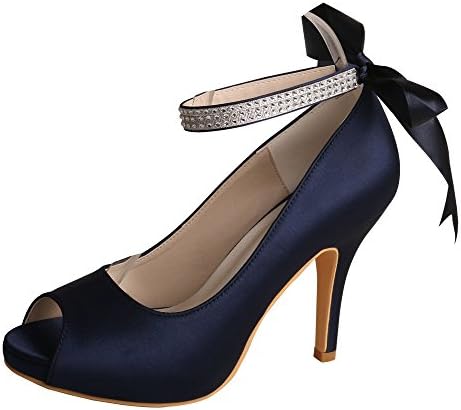 MW567 Women's Platform Peep Toe High Heel Satin Bridal Wedding Shoes