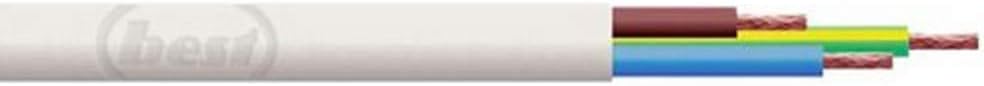 Merriway 2183Y 3-Core Round Flex Cable White 0.5mm 5m