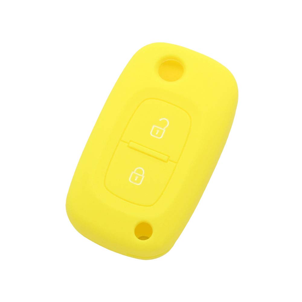 BROVACS Silicone Cover Protector Case Holder Skin Jacket Compatible with RENAULT 2 Button Flip Remote Key Fob CV9352 Yellow