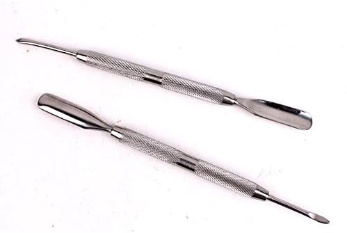 YANQINA Two Heads Stainless Steel Cuticle Nail Pusher Spoon Remover Nail Tool