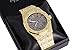 Bling-ed Out 40mm Octagonal Dial CZ Gold Watch with Tapered Band and Black Dial | Japan Movement | Simulated Lab Diamonds