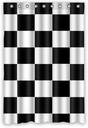Popular 48 x 72 inches Black White Checkered Pattern Shower Curtain Modern Waterproof Bathroom Polyester Fabric Curtain for Bathroom Decor by WUHA