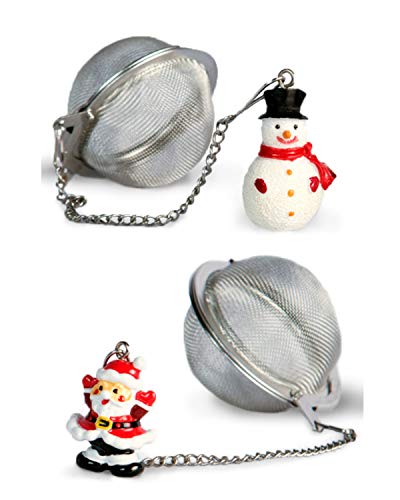 Santa and Snowman Stainless Steel Tea Ball Infusers and Strainers - Christmas Set Santa and Snowman Stainless Steel Tea Ball Infusers and Strainers - Christmas Set