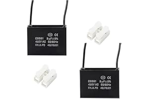COMPSTUDIO 2Pcs 5UF 450V AC CBB61 Ceiling Fan Capacitor 2 Wire 50/60Hz