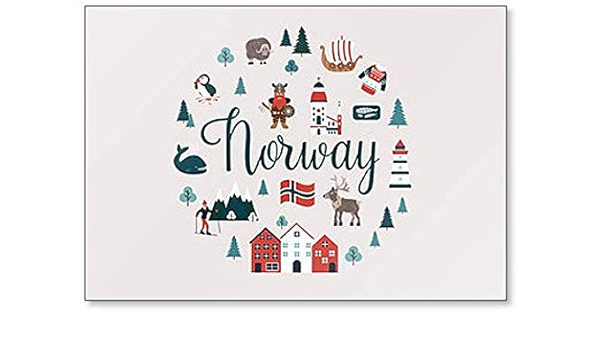 Imán para nevera con ilustración de símbolos e iconos de Noruega Landmarks