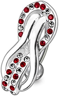 Multi Red Gems Stone Fancy Reverse Bar 925 Sterling Silver Belly jewelry with 14Gx3/8(1.6x10MM) 316L Surgical Steel Banana and 5MM Ball.