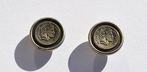 Napolean Emperor Round Silvertone Post Earrings - Silvertone Posts and Backings - 5/8" Round