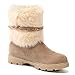 Susanny Women's Winter Fashion Warm Short Booties Casual Outdoor Suede Flat Heel Waterproof Faux Fur Beige Snow Boots 7 B (M) US