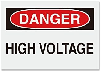 SAFERUN OSHA Danger Sign,DANGER-HIGH VOLTAGE Sign, Self-Adhesive Vinyl,5W3.5H" Red/Black on White, Weather Resistant, For Indoor or Outdoor Use.