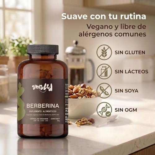 Unruled - Berberina 500mg Capsulas | Alta Pureza HCl al 97% | Suplemento Alimenticio Natural, Sin Rellenos | 60 Capsulas Veganas | Hasta 2 Meses de Consumo
