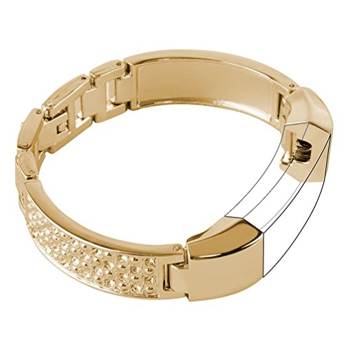 Fitbit Alta Band, Newest Premium Replacement Accessory Metal Watch Bands Bracelet Strap for Fitbit Alta (No Tracker) (Style D: Gold)
