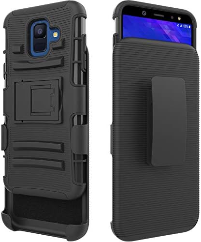 Samsung Galaxy A6 Case, GalaxyA6 Belt Clip Holster, Ailiber Shock Proof Rugged Fullbody Heavy Duty Armor Swivel Clip Kickstand Screen Shell Protective Cover for Samsung Galaxy A6 2018 5.6in - Black