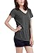 Allegra K Women Casual V Neck Short Sleeve Letters Prints Pocket Front Tee Shirt Grey,Medium (US 10)