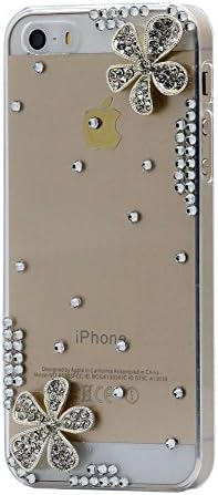 iPhone 5 Case,iPhone SE Cover, CKCY Transparent Rhinestone Bling Crystal Hard Case for Apple iPhone 5/5S/SE (Rhinestone Flower)