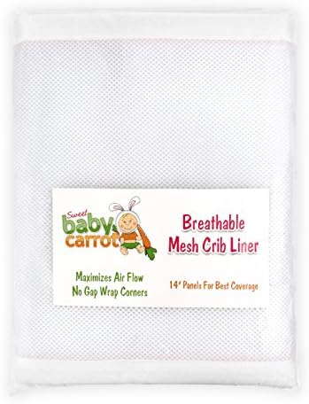 Sweet Baby Carrot White Breathable Mesh Crib Liner Adorable With Nursery Bedding Comfort &amp; Durable Better Bumper for Infants (White)