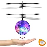 RC Toy, RC Flying Ball, Mini RC infrared Induction Drone Hand Suspension Helicopter Flying Balls Built-in Shinning LED Lighting for Kids, Teenagers Colorful Flyings for Kid's Toy (Crystal ball)