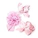 Baby Girl Gifts - Elastic Lace Headbands with Flower and Bows. Best Hair Accessories for Newborn, Infant, Toddler and Older Kids. Cute Birthday or Baby Shower Gift. Soft and Stretchy Pink Head Bands.