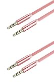 Aux Cable 2 PACKS 3.3ft LB World Audio Cable 3.5mm to 3.5mm aux cable for car, iPhone in car Male to Male Gold plated Aux to Aux cable braided Tangle free Universal Auxiliary cable for car (Rose Gold)
