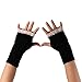 Sunward New Womens Lace Knitted Fingerless Gloves Arm Warmer Thumb Hole Mittens (Black)