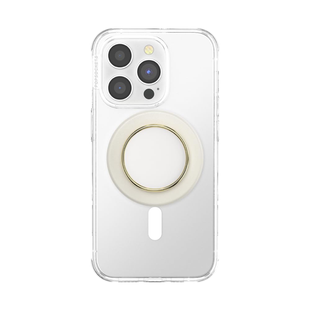 PopSockets Phone Grip for MagSafe with Kickstand, Magnetic Stand, Swappable Top, Secure Hold for iPhone MagSafe Cases, Phone & Tablet Grip, Cute PopSockets - Enamel Coconut Crème