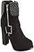 Forever Link SUEDE MATERIAL SIDE ZIPPER BUCKLE STRAP FUR TRIM ACCENT CHUNKY HIGH HEEL BOOTIES
