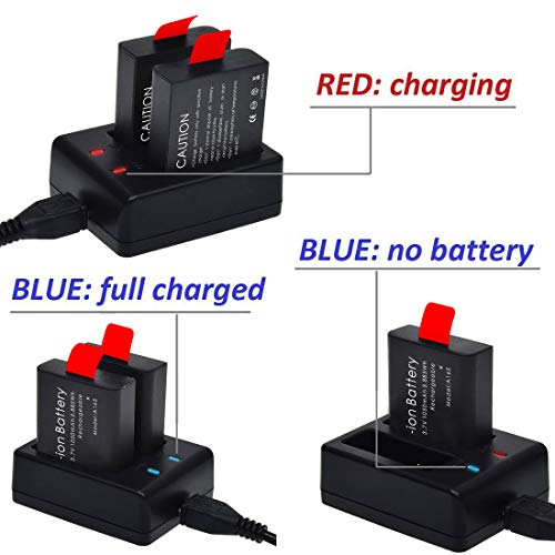 Campark 2 x 1050mAh Rechargeable Action Camera Battery with USB Dual