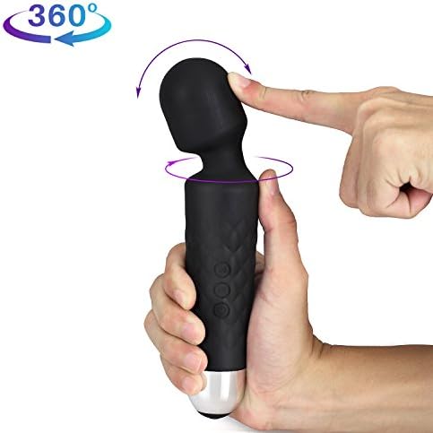 DUASTAR Cordless Portable Powerful Vibration Wand Massager,8 Speeds and 20 Astonishing Vibration Modes,USB Rechargeable (Black)